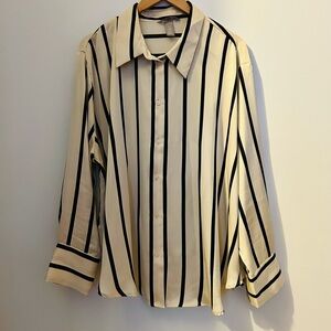 H&M Cream and Black Striped Blouse